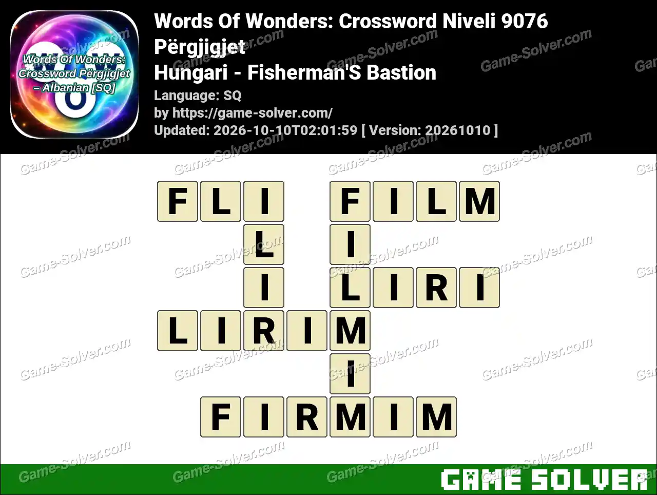 Words Of Wonders: Crossword Niveli 9076 Përgjigjet – Hungari – Fisherman’S Bastion